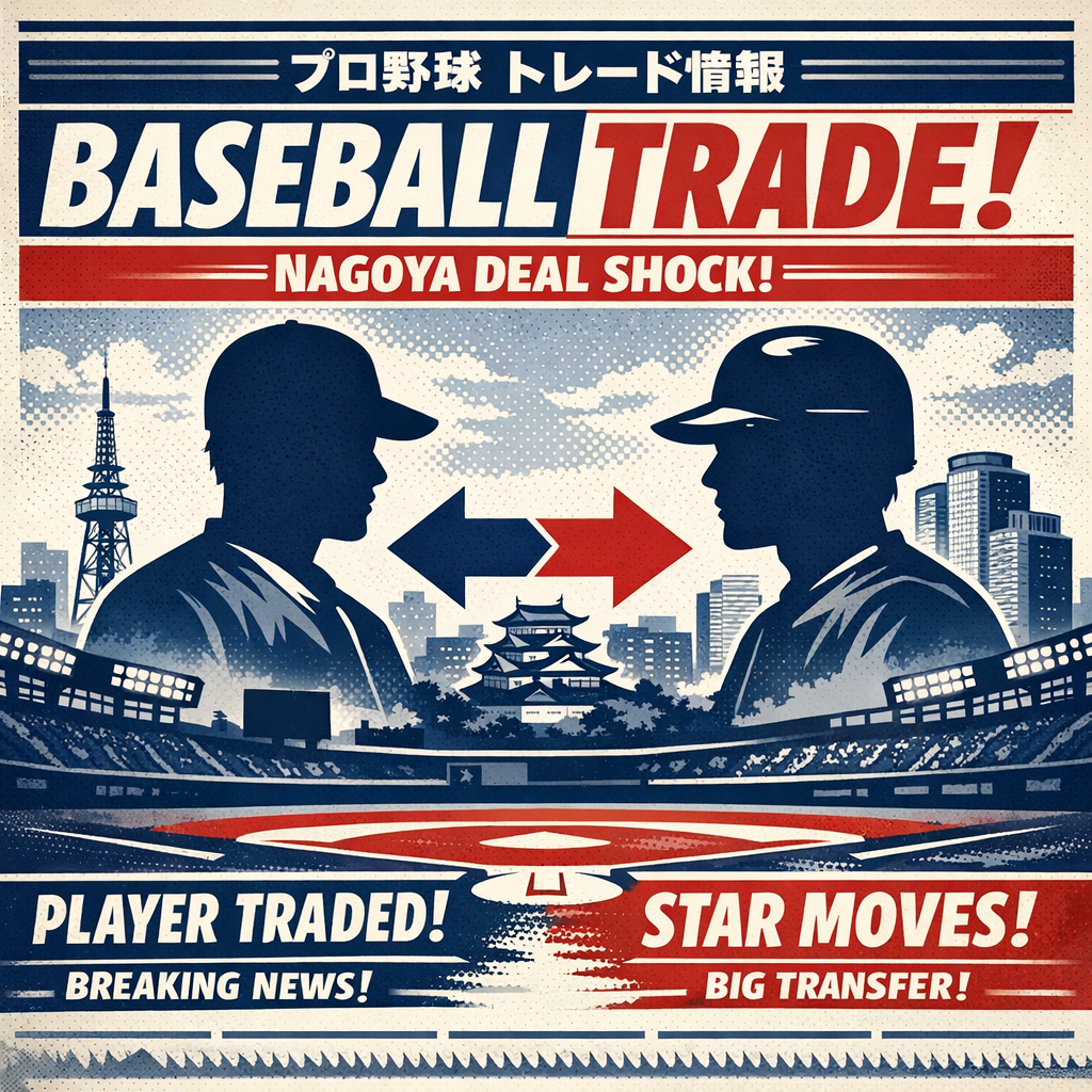 杉浦稔大投手の中日ドラゴンズ移籍をイメージしたイラスト