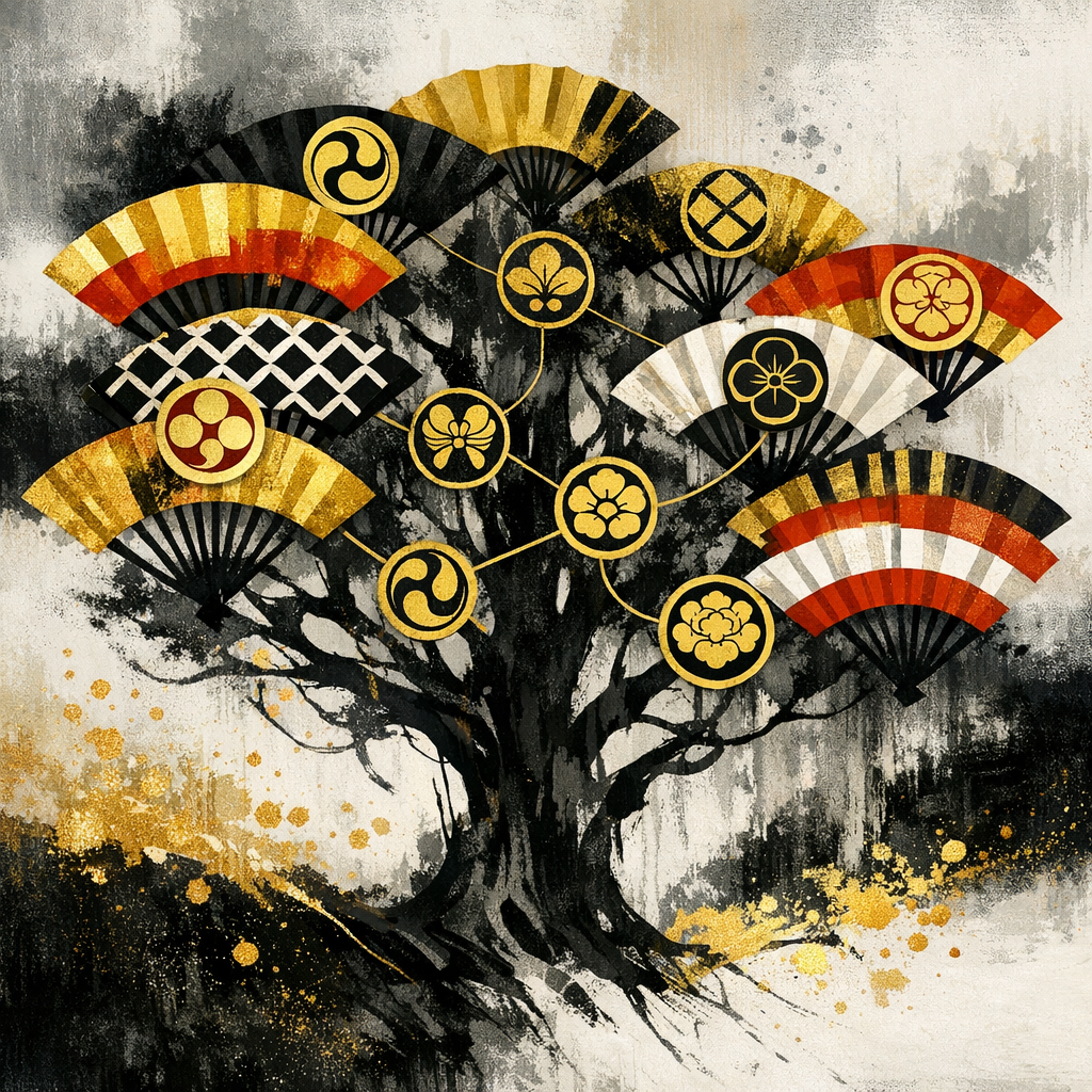 家紋と家系樹をイメージした抽象アート
